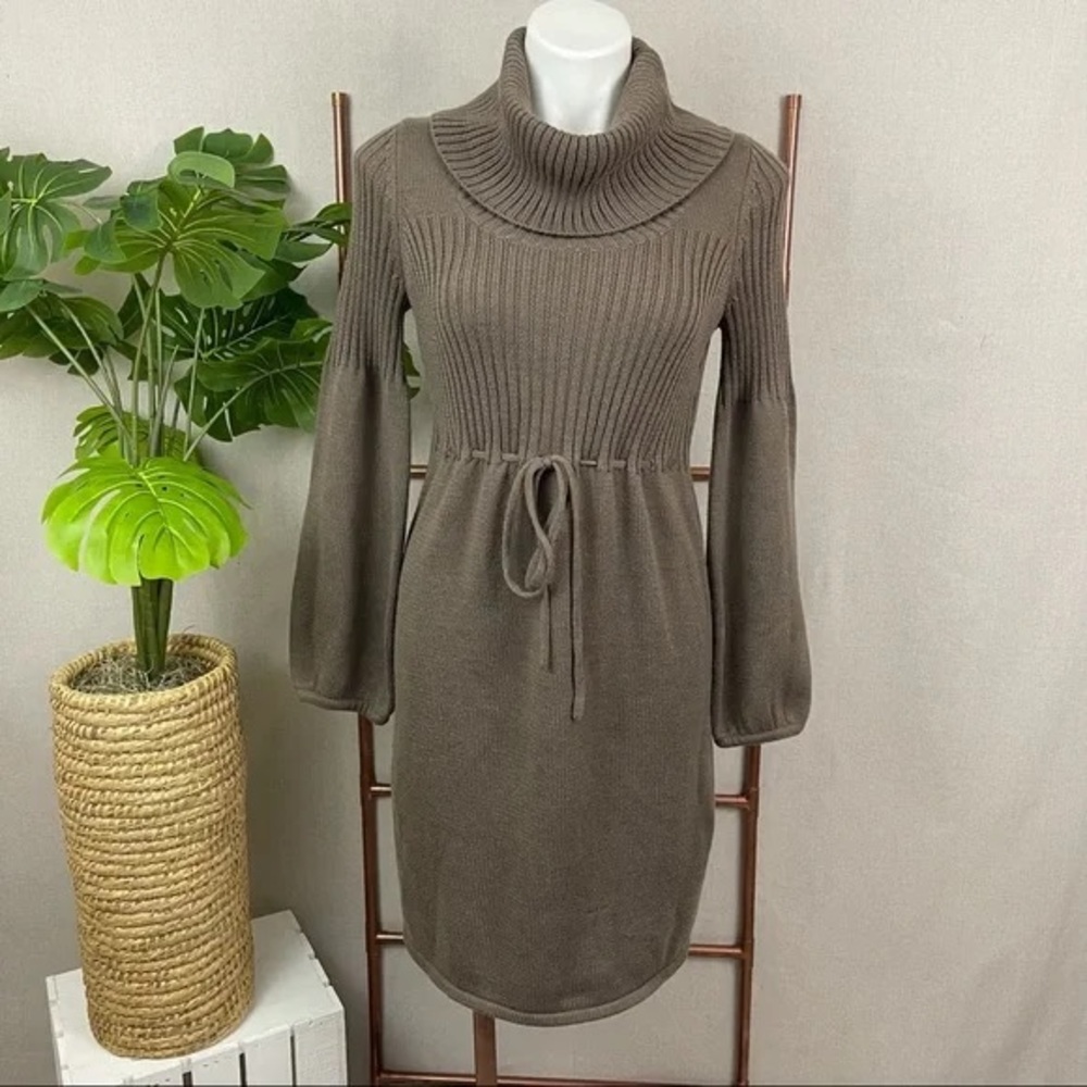 Calvin Klein Taupe Brown Turtleneck Sweater Dress